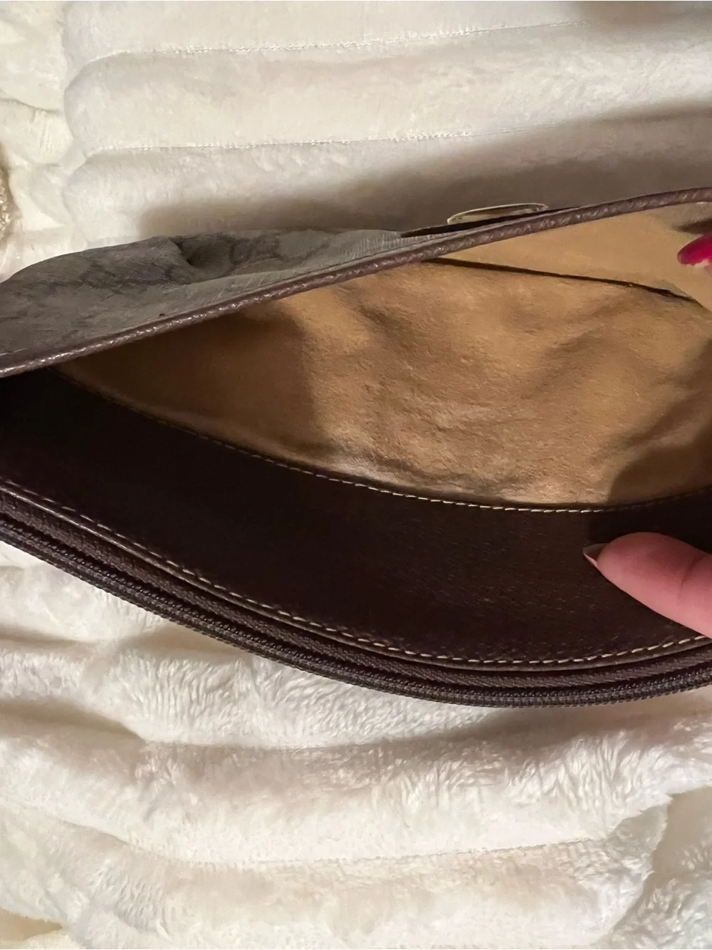 Vintage Gucci Brown GG Logo Canvas and Leather Cosmetic Bag